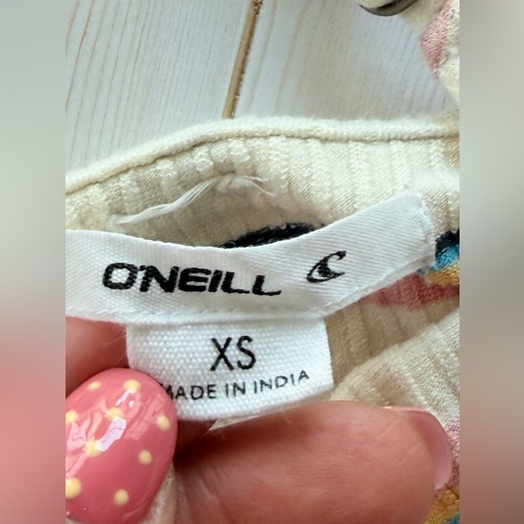 O’Neill Ribbed Knit Striped Cinched Front Crop Top Size XS - Picture 4 of 7